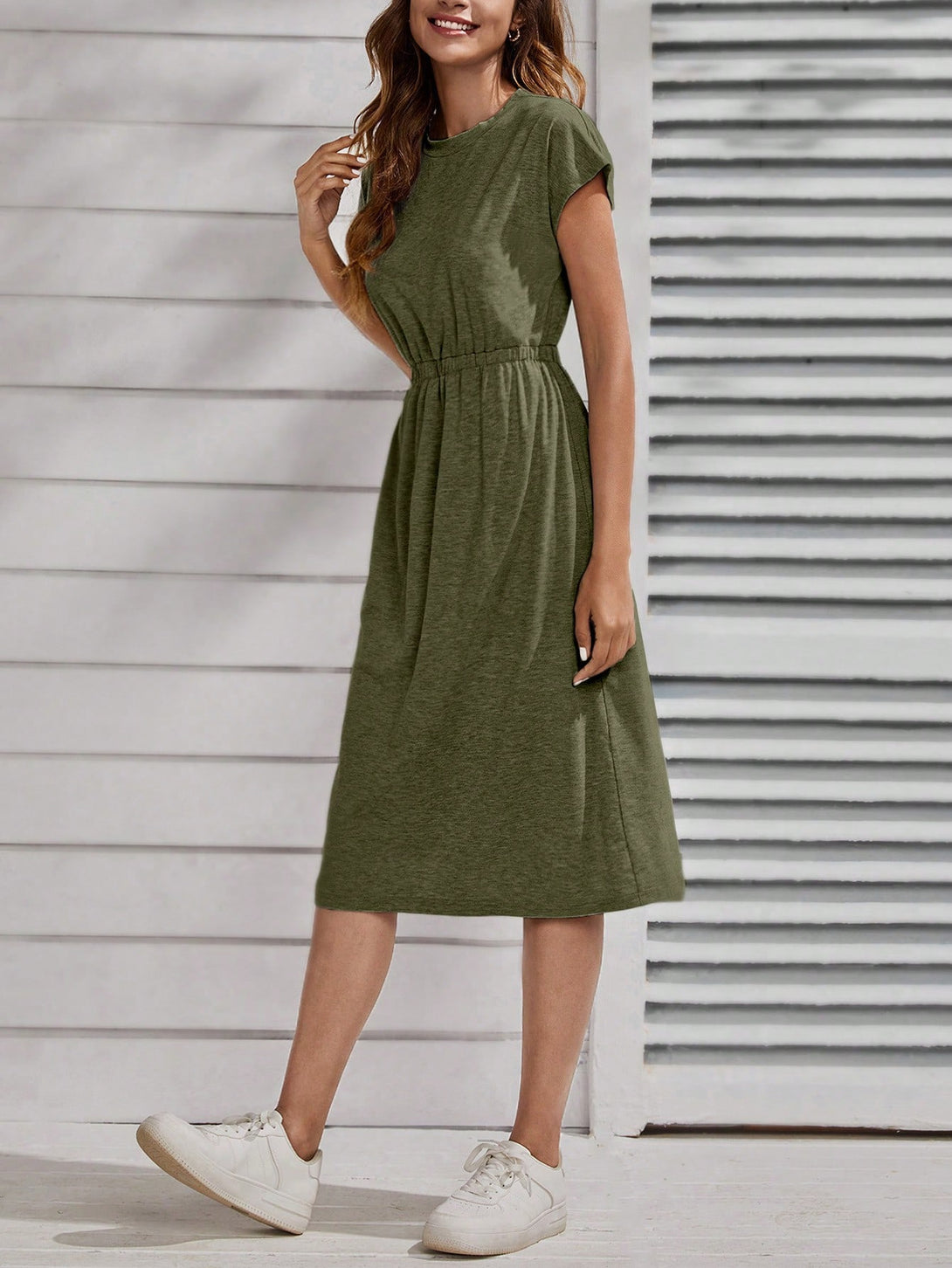 Ropa de Mujer, Ropa de Mujer, Vestidos de mujer, Vestidos midi para mujer, Verde militar