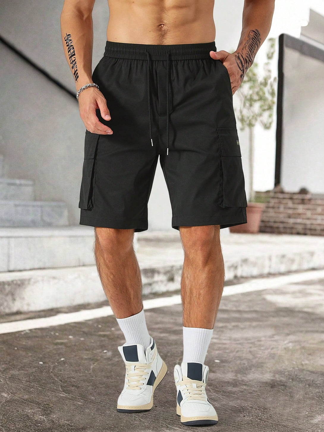 Hombres, Ropa de hombre, Bottoms de hombres, Pantalones cortos para hombre, OUTFITS LOOKBOOK, 18053383, Negro