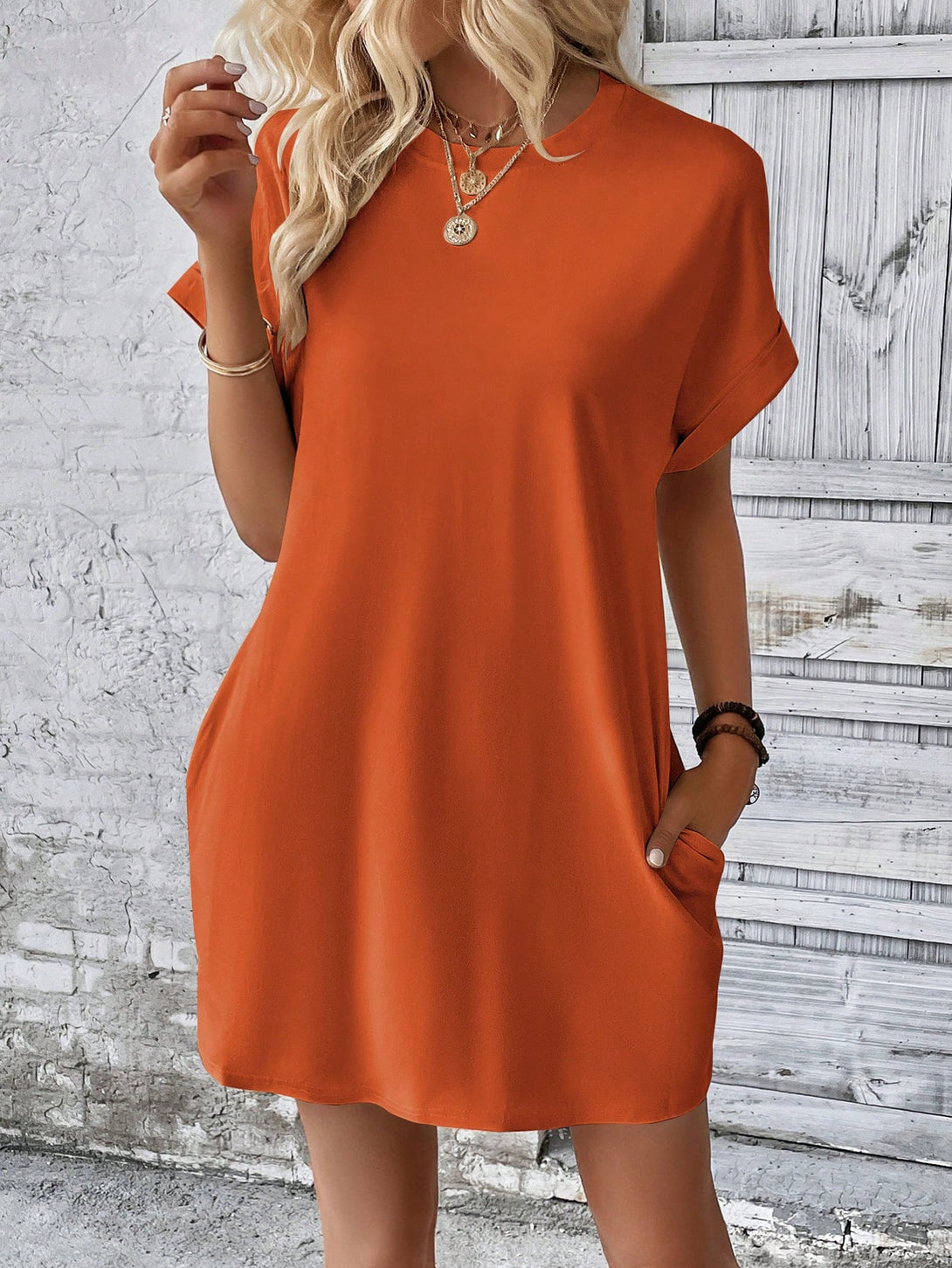 Ropa de Mujer, Ropa de Mujer, Vestidos de mujer, Vestidos cortos de mujer, Naranja Quemada