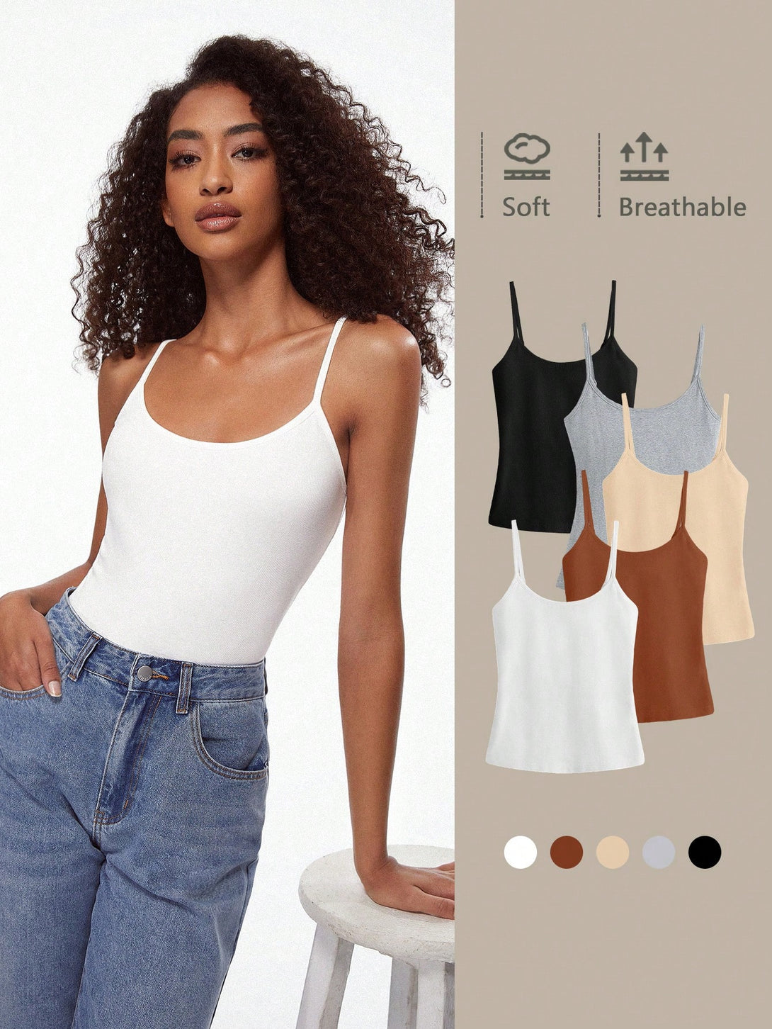 Ropa de Mujer, Tops & Blusas & Camisetas de Mujer, Camisetas & Tops de Tirantes de Mujer, COUPLE LOOKBOOK, 12997116, Blanco