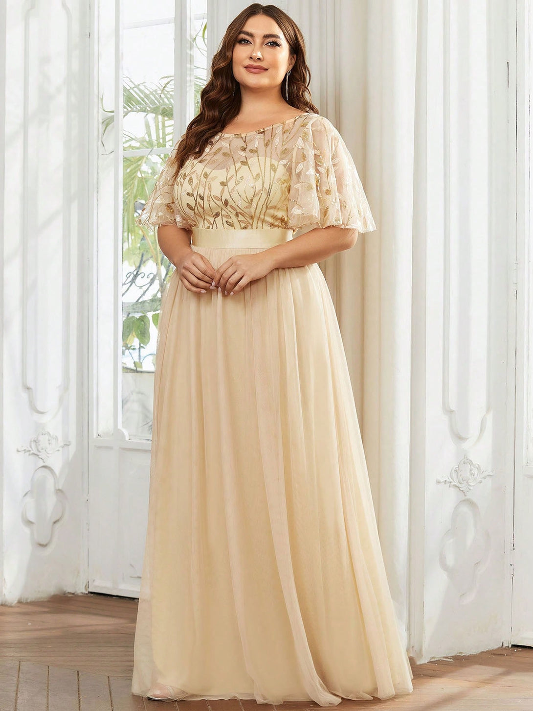 Ropa de Mujer, Bodas & Eventos, Boda Mujer Plus, Vestidos de Dama de Honor en Tallas Grandes, , Champán