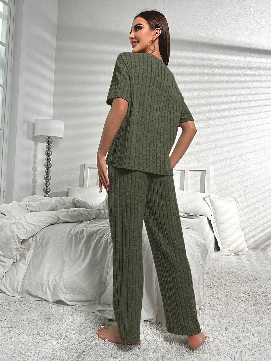 Ropa Interior y Ropa de Dormir, Pijama & Ropa de Descanso de Mujer, Ropa de Dormir para Mujeres, Conjuntos de Descanso para Mujeres, Verde militar