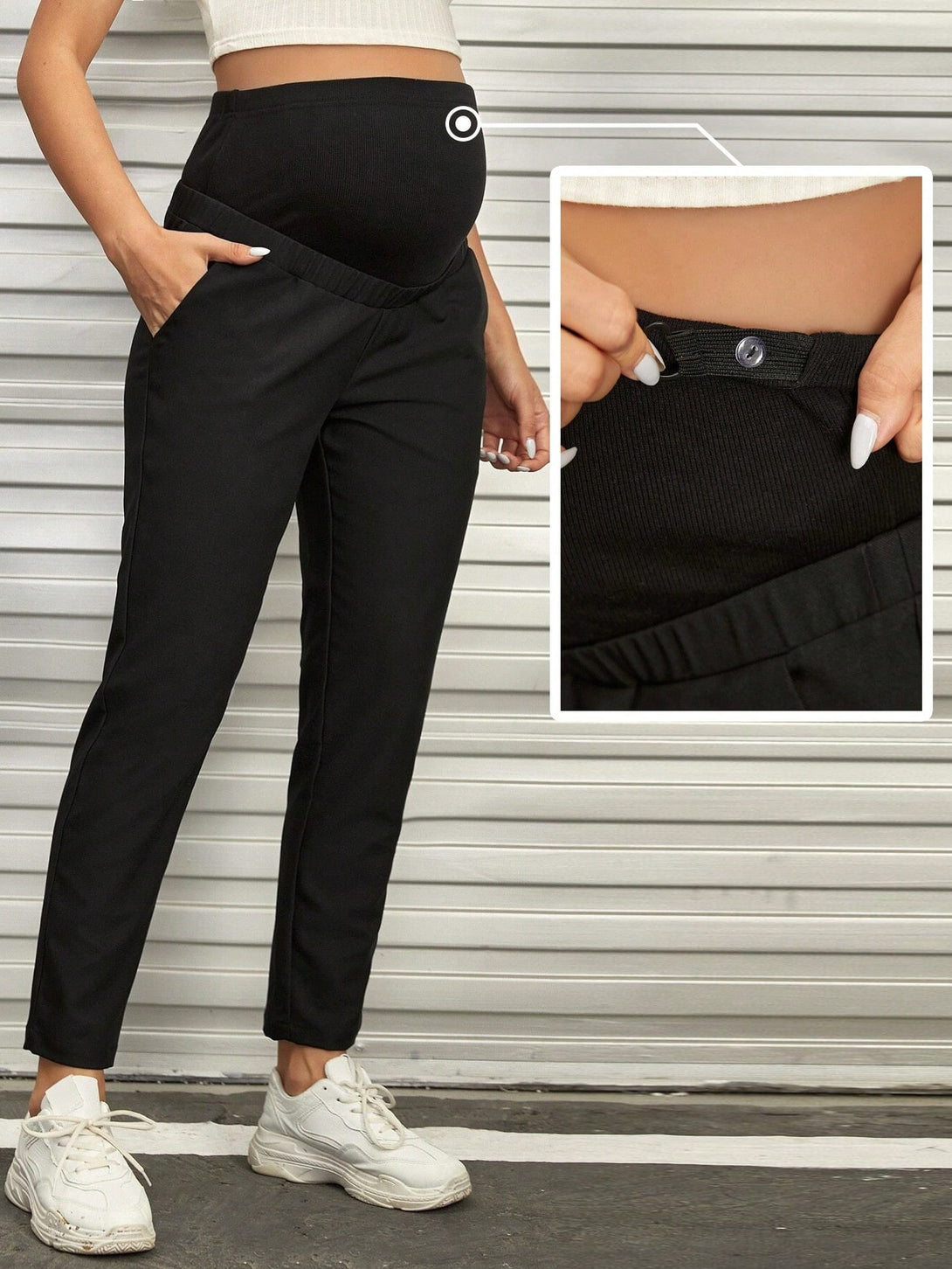 Ropa de Mujer, Ropa Premamá, Bottoms Premamá, Pantalones de maternidad, Negro