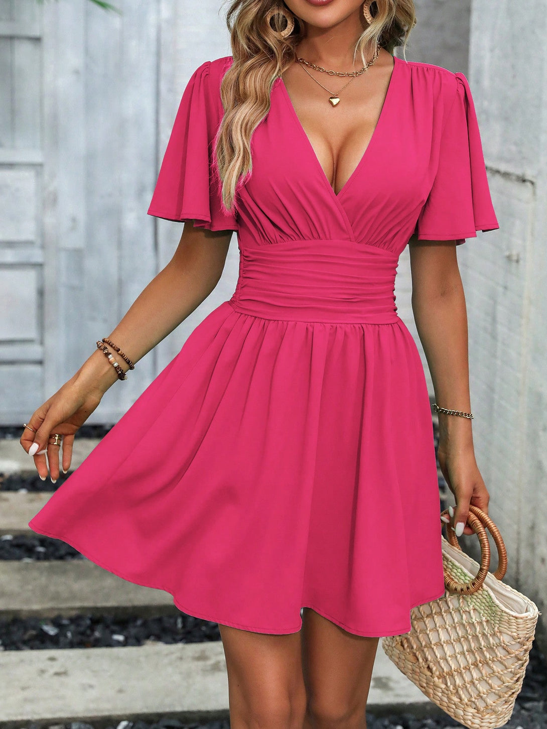 Ropa de Mujer, Ropa de Mujer, Vestidos de mujer, Vestidos cortos de mujer, Rosa Fucsia