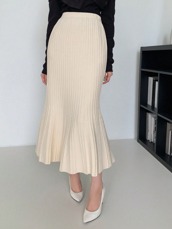 Ropa de Mujer, Tejido de Punto de Mujer, Faldas de Jersey para Mujer, 20458394, Albaricoque
