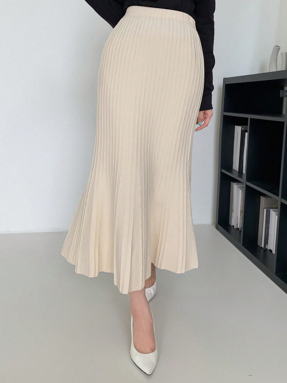 Ropa de Mujer, Tejido de Punto de Mujer, Faldas de Jersey para Mujer, 20458394, Albaricoque