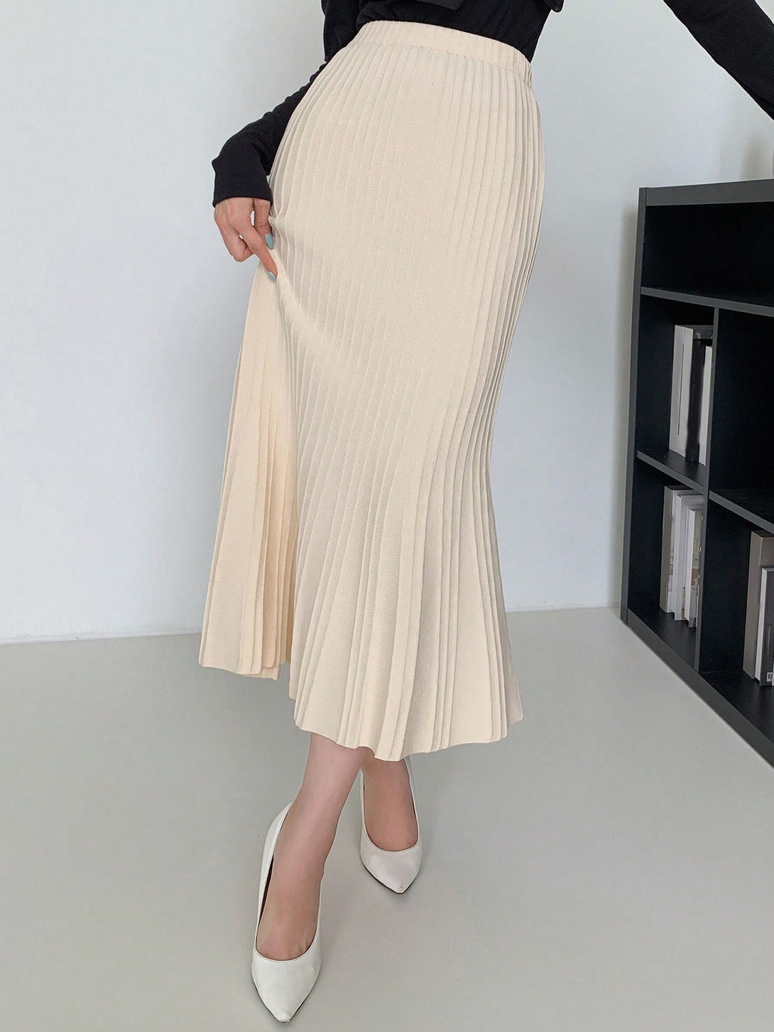 Ropa de Mujer, Tejido de Punto de Mujer, Faldas de Jersey para Mujer, 20458394, Albaricoque