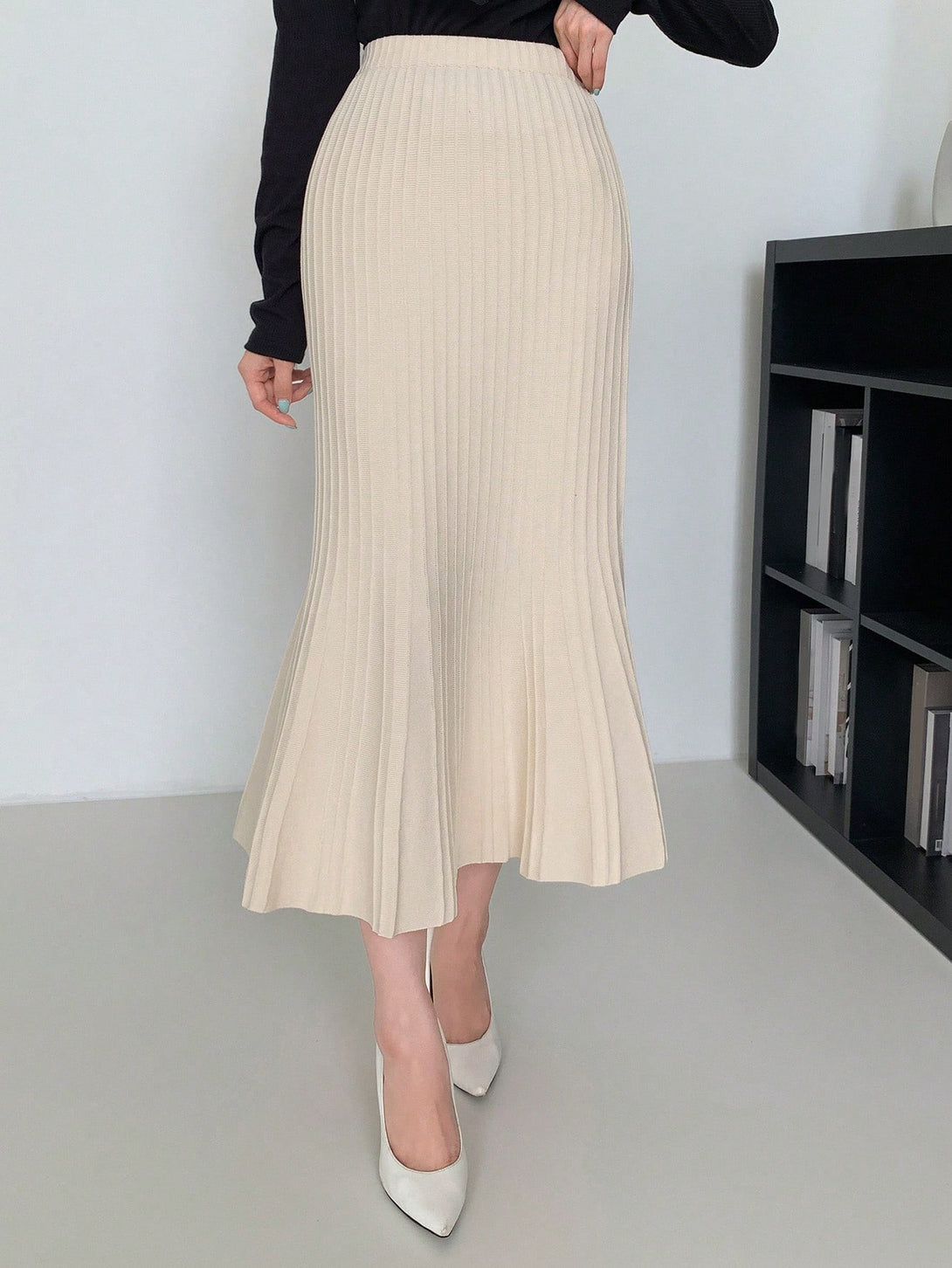 Ropa de Mujer, Tejido de Punto de Mujer, Faldas de Jersey para Mujer, 20458394, Albaricoque