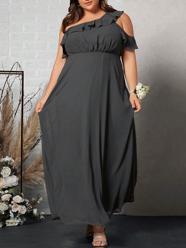 Ropa de Mujer, Bodas & Eventos, Boda Mujer Plus, Vestidos de Dama de Honor en Tallas Grandes, Gris Oscuro