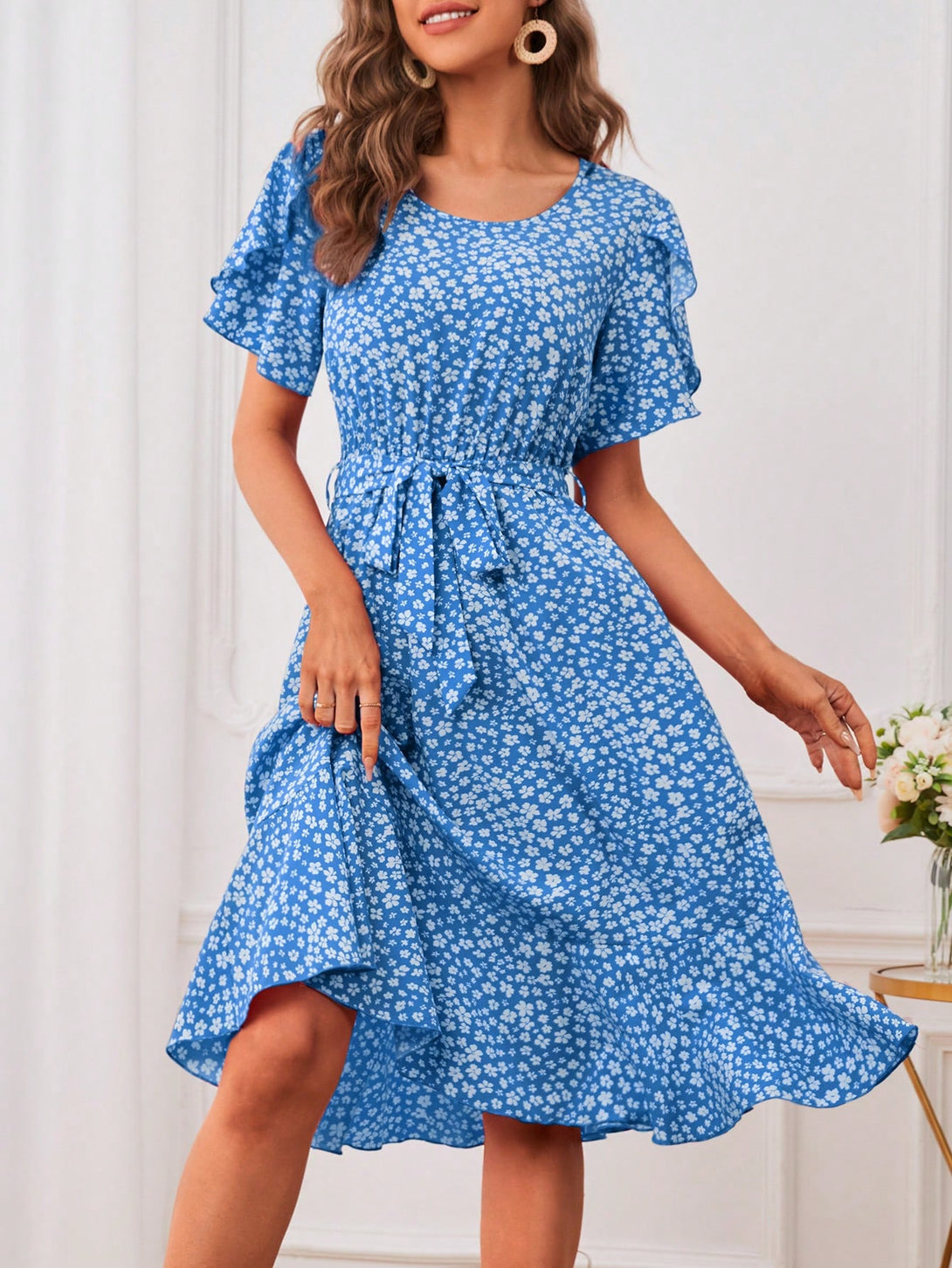 Ropa de Mujer, Ropa de Mujer, Vestidos de mujer, Vestidos midi para mujer, Colección de trajes de mujer, Azul y blanco