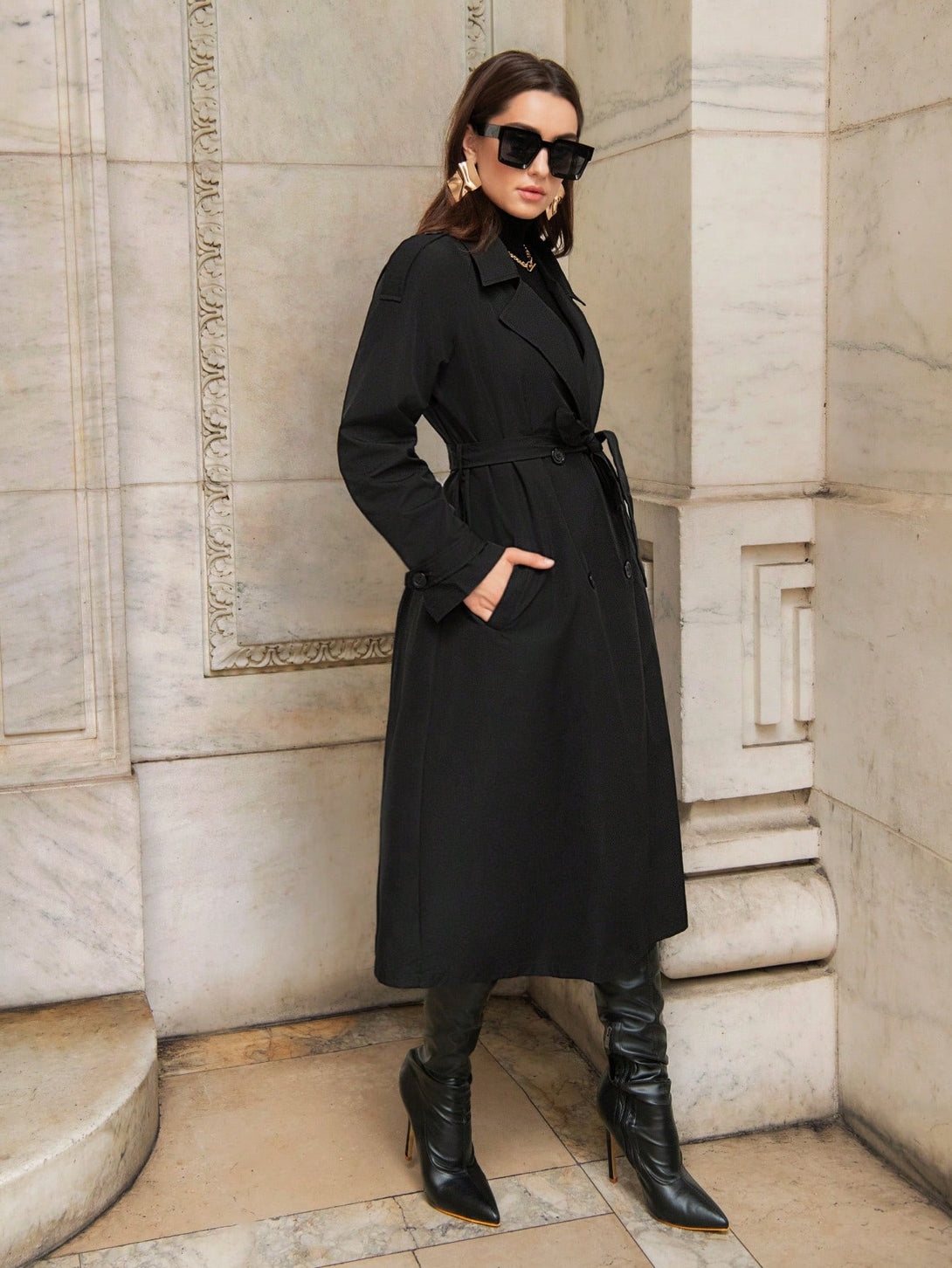 Ropa de Mujer, Ropa de Exterior para Mujer, Gabardinas para Mujer, 21612099, Negro
