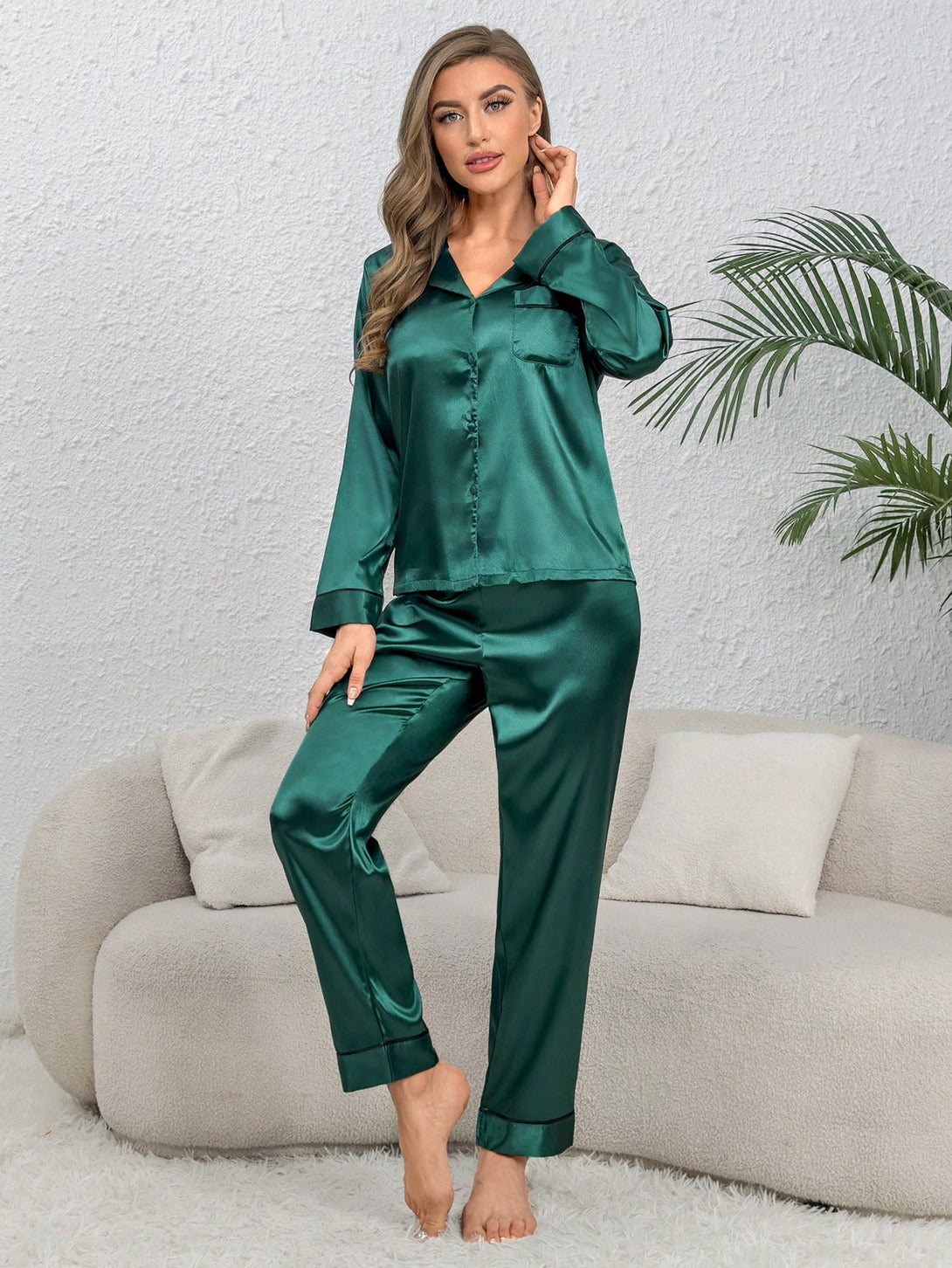 Ropa Interior y Ropa de Dormir, Pijama & Ropa de Descanso de Mujer, Ropa de Dormir para Mujeres, Sets de Pijamas de Mujer, 21629315, Verde