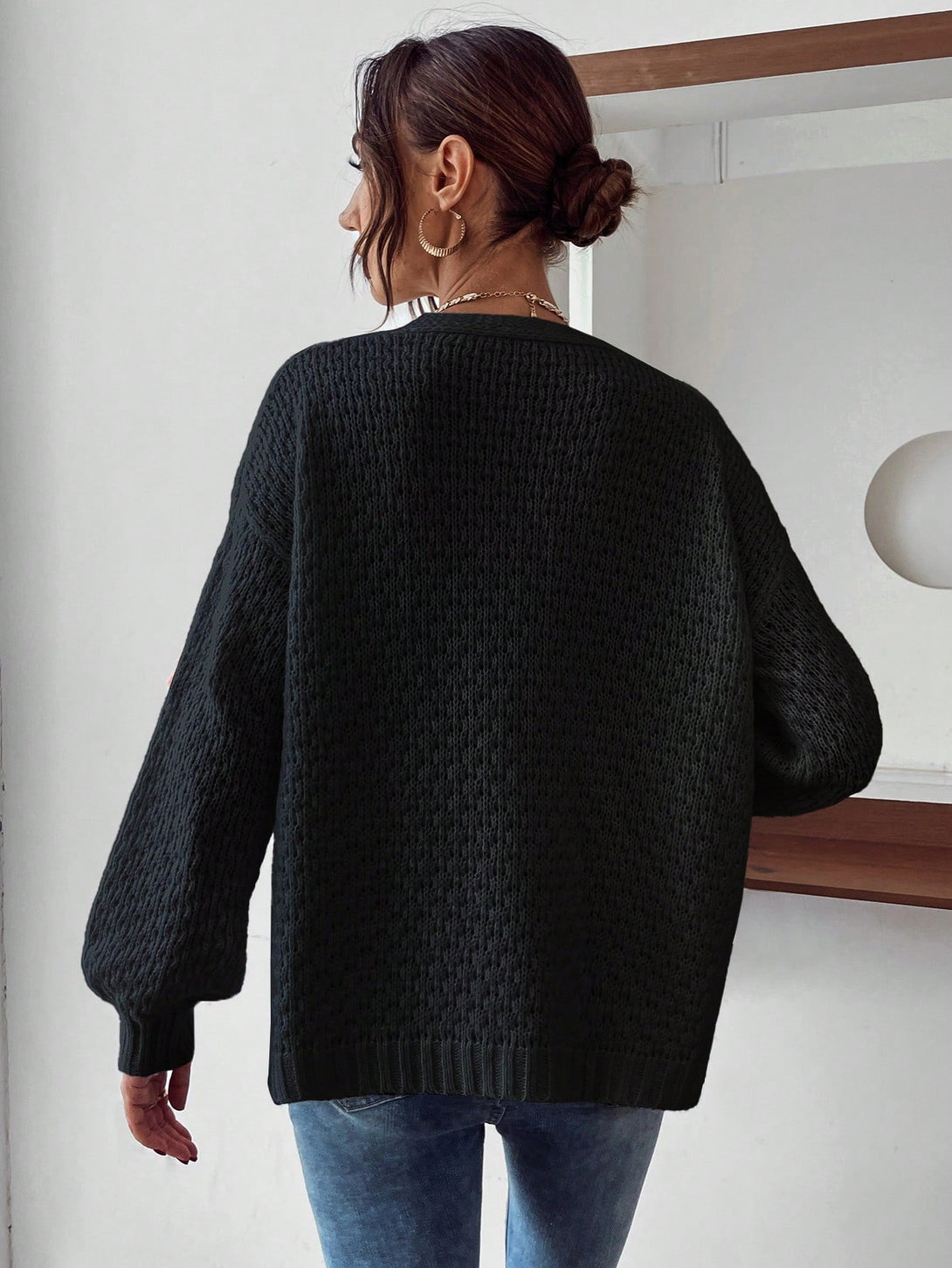 Ropa de Mujer, Tejido de Punto de Mujer, Cárdigans de Mujer, Colección de trajes de mujer, 22106999, Negro