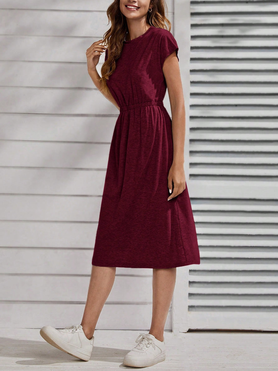 Ropa de Mujer, Ropa de Mujer, Vestidos de mujer, Vestidos midi para mujer, Colección de trajes de mujer, Rosa Roja