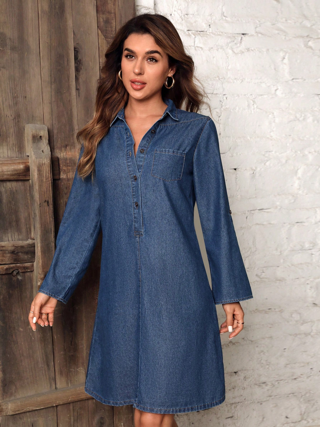 Ropa de Mujer, Mezclilla para mujer, Vestidos mezclilla de mujer, Colección de trajes de mujer, 22237512, Azul lavado oscuro