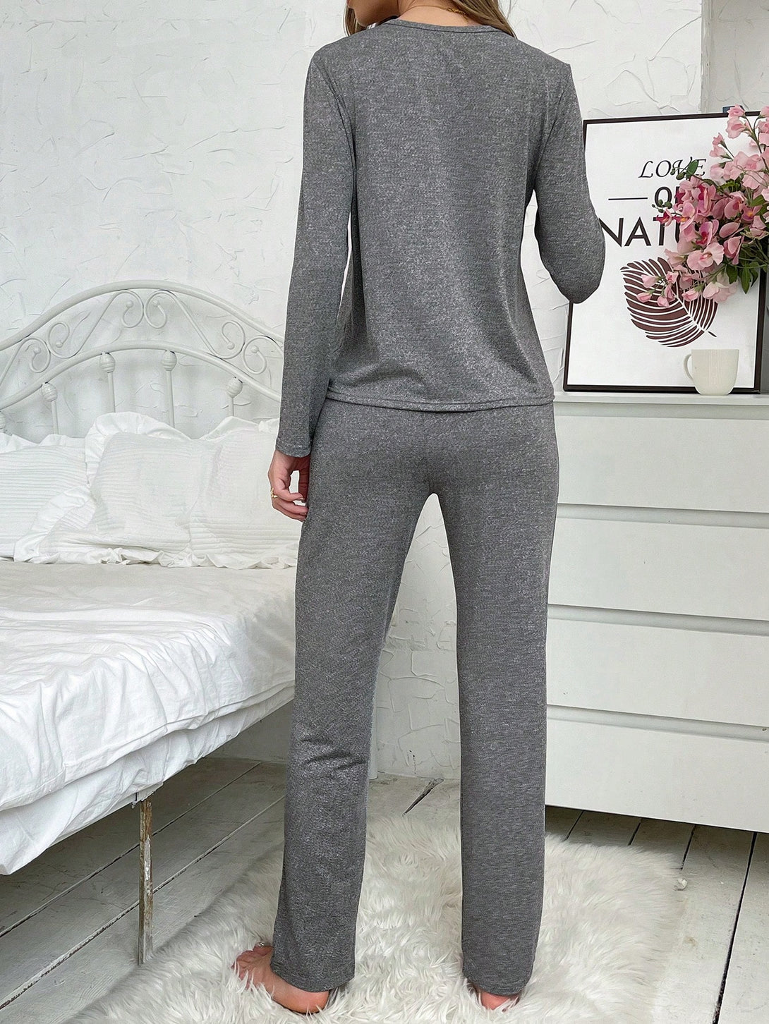 Ropa Interior y Ropa de Dormir, Pijama & Ropa de Descanso de Mujer, Ropa de Dormir para Mujeres, Sets de Pijamas de Mujer, pareja, Gris