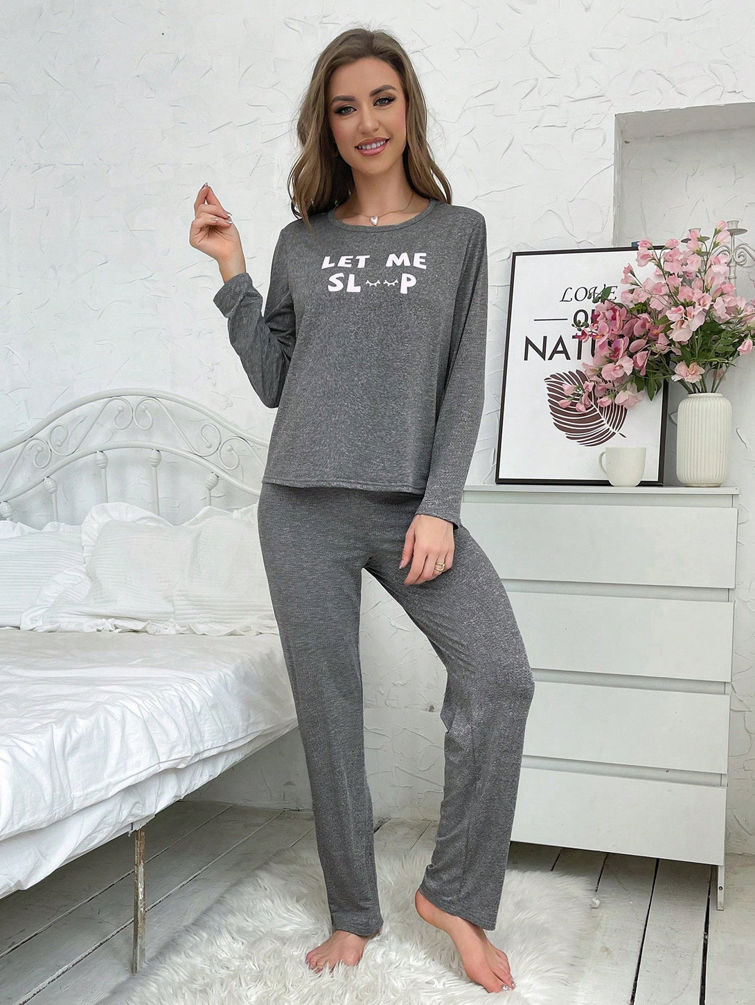 Ropa Interior y Ropa de Dormir, Pijama & Ropa de Descanso de Mujer, Ropa de Dormir para Mujeres, Sets de Pijamas de Mujer, pareja, Gris