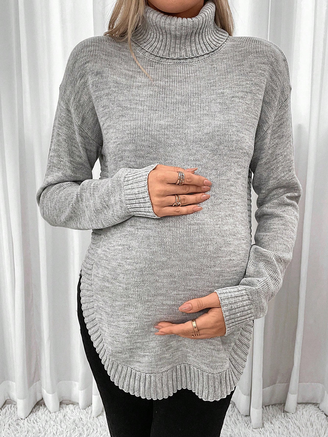 Ropa de Mujer, Ropa Premamá, Suéteres premamá, PARENT-CHILD LOOKBOOK, Gris Claro