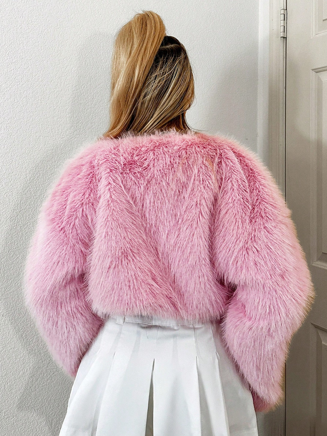 Ropa de Mujer, Ropa de Exterior para Mujer, Abrigos de Pieles Similares para Mujer, Colección de trajes de mujer, 22399228, Rosa