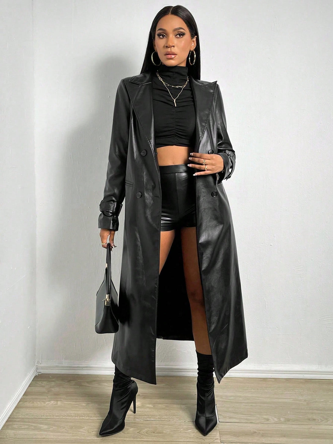Ropa de Mujer, Ropa de Exterior para Mujer, Gabardinas para Mujer, Colección de trajes de mujer, 22163390, Negro