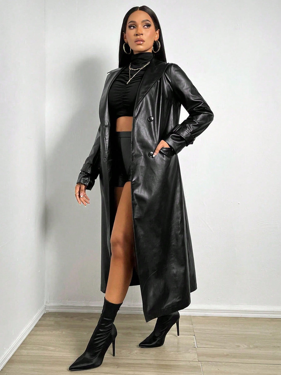 Ropa de Mujer, Ropa de Exterior para Mujer, Gabardinas para Mujer, Colección de trajes de mujer, 22163390, Negro