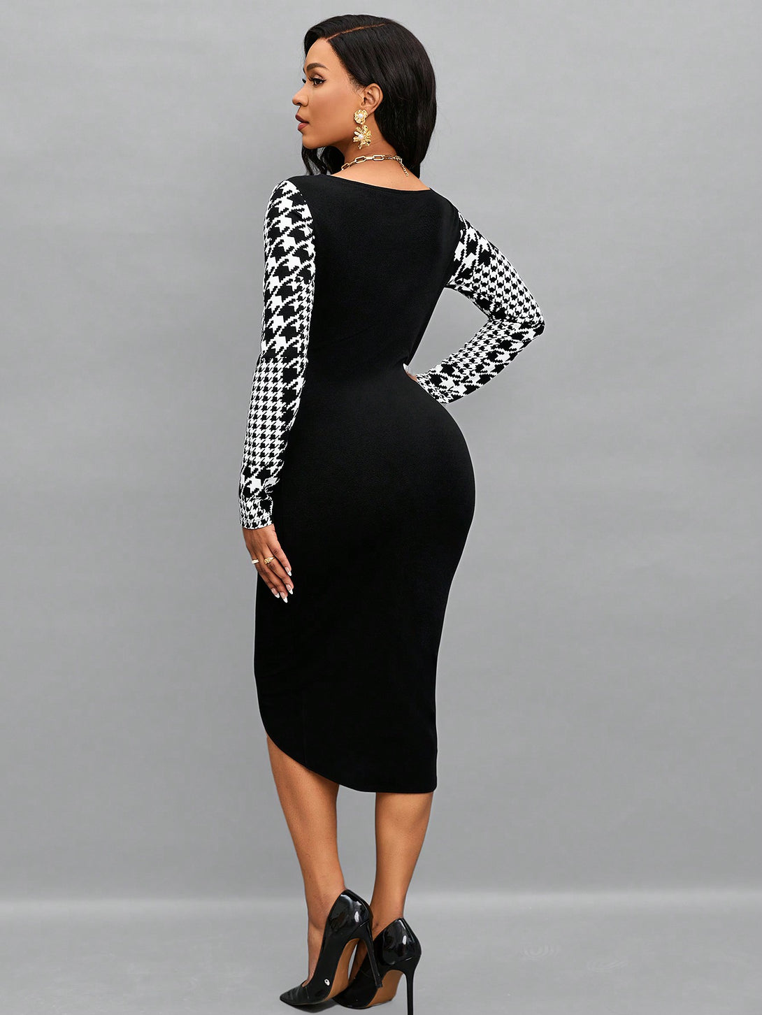 Ropa de Mujer, Vestidos de mujer, Vestidos midi para mujer, Colección de trajes de mujer, 22872211, Blanco y Negro