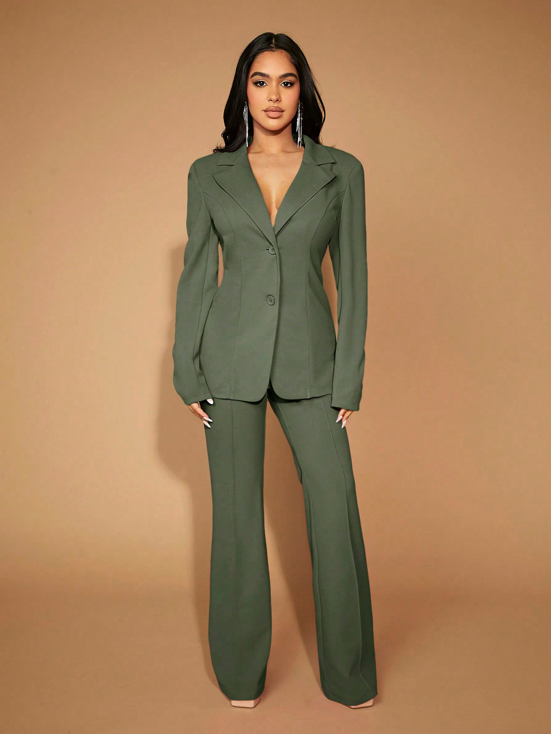 Ropa de Mujer, Ropa de Mujer, Bottoms de Mujer, Pantalones de Mujer, Colección de trajes de mujer, Verde militar