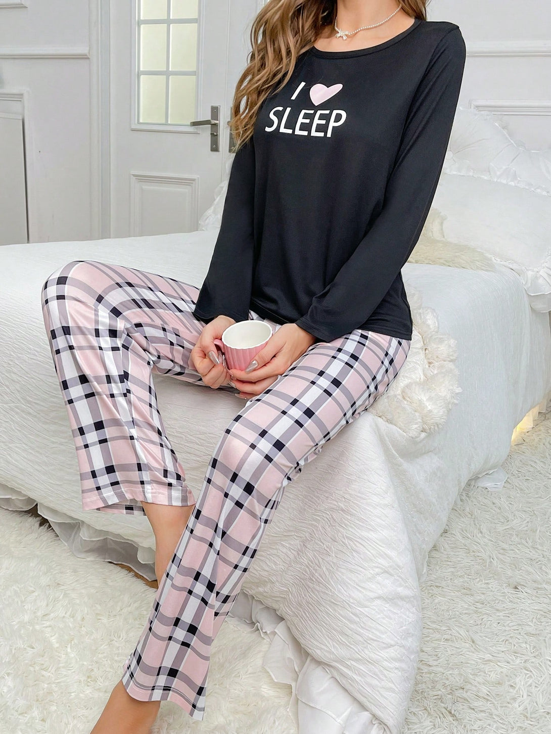 Ropa Interior y Ropa de Dormir, Pijama & Ropa de Descanso de Mujer, Ropa de Dormir para Mujeres, Sets de Pijamas de Mujer, pareja, 23101492, Negro