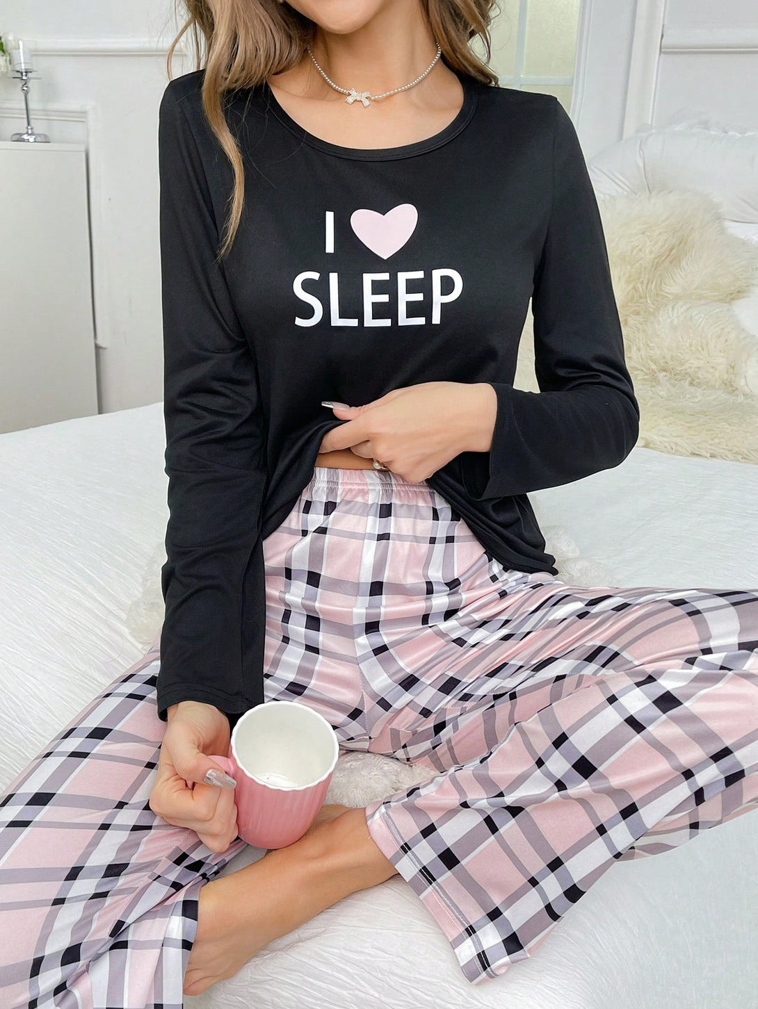 Ropa Interior y Ropa de Dormir, Pijama & Ropa de Descanso de Mujer, Ropa de Dormir para Mujeres, Sets de Pijamas de Mujer, pareja, 23101492, Negro