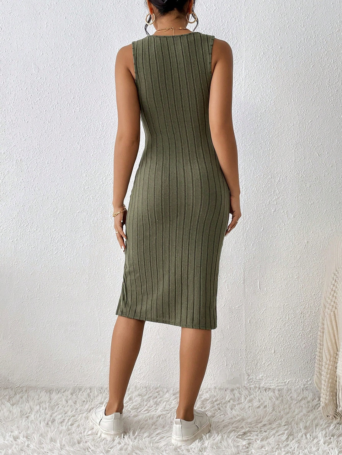 Ropa de Mujer, Ropa de Mujer, Vestidos de mujer, Vestidos midi para mujer, , Verde militar