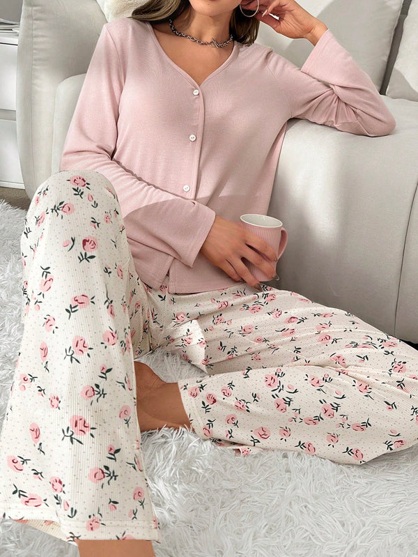 Ropa Interior y Ropa de Dormir, Pijama & Ropa de Descanso de Mujer, Ropa de Dormir para Mujeres, Sets de Pijamas de Mujer, 23577525, Rosa