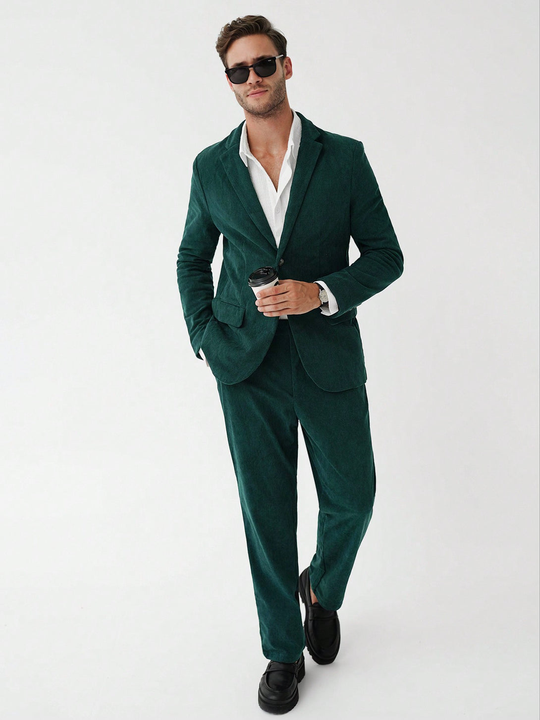 Hombres, Ropa de hombre, Trajes & Piezas separadas para Hombres, Traje de hombre, 20394590, Verde Oscuro