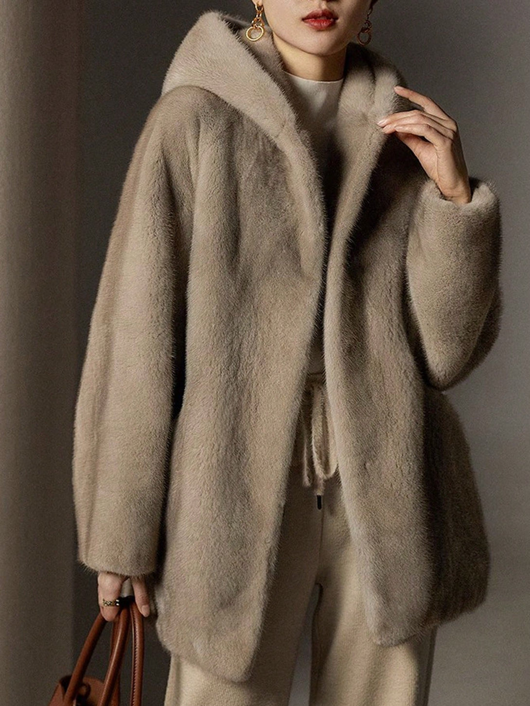 Ropa de Mujer, Ropa de Exterior para Mujer, Abrigos de Pieles Similares para Mujer, Colección de trajes de mujer, 23985980, Gris
