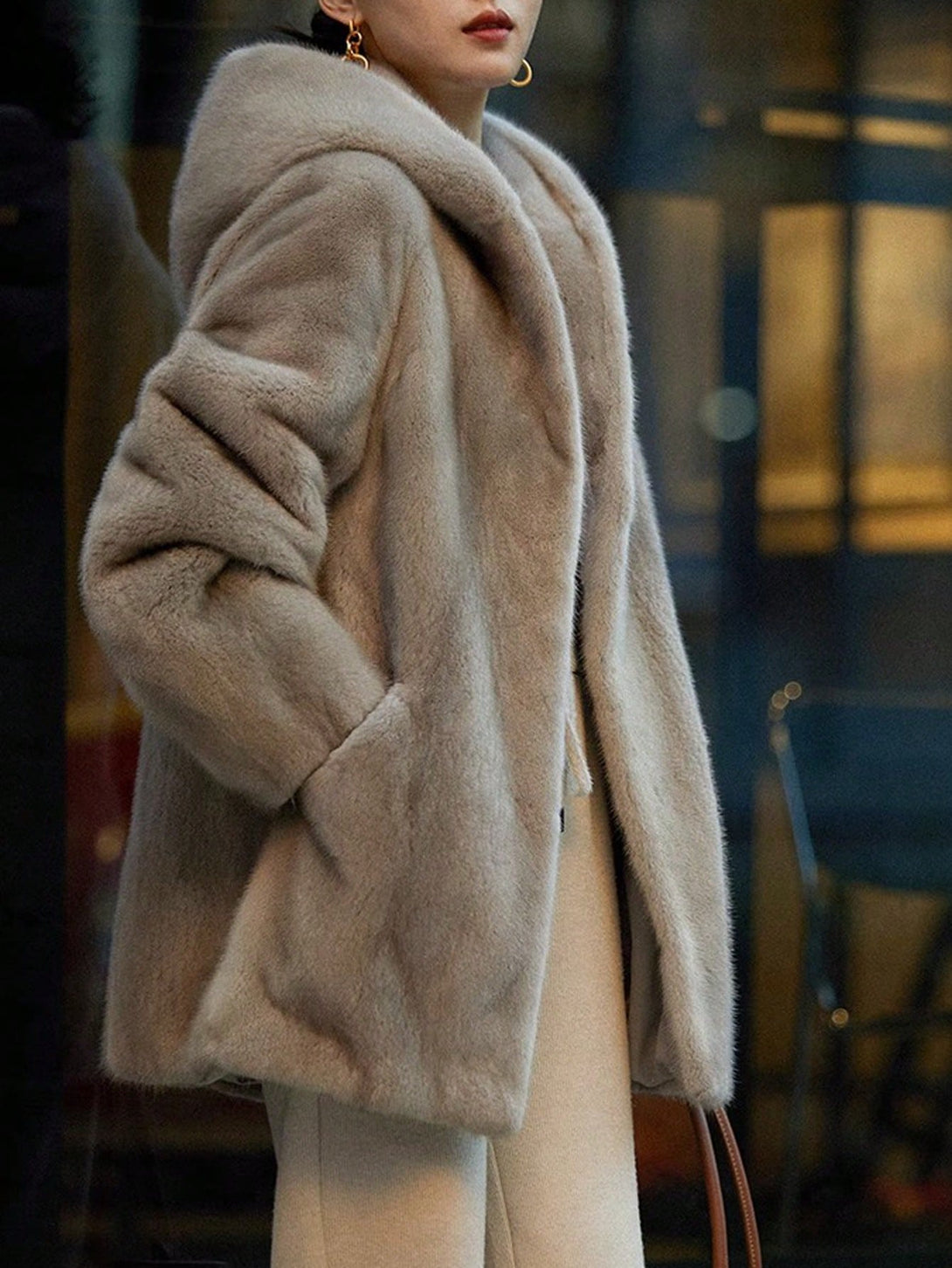 Ropa de Mujer, Ropa de Exterior para Mujer, Abrigos de Pieles Similares para Mujer, Colección de trajes de mujer, 23985980, Gris