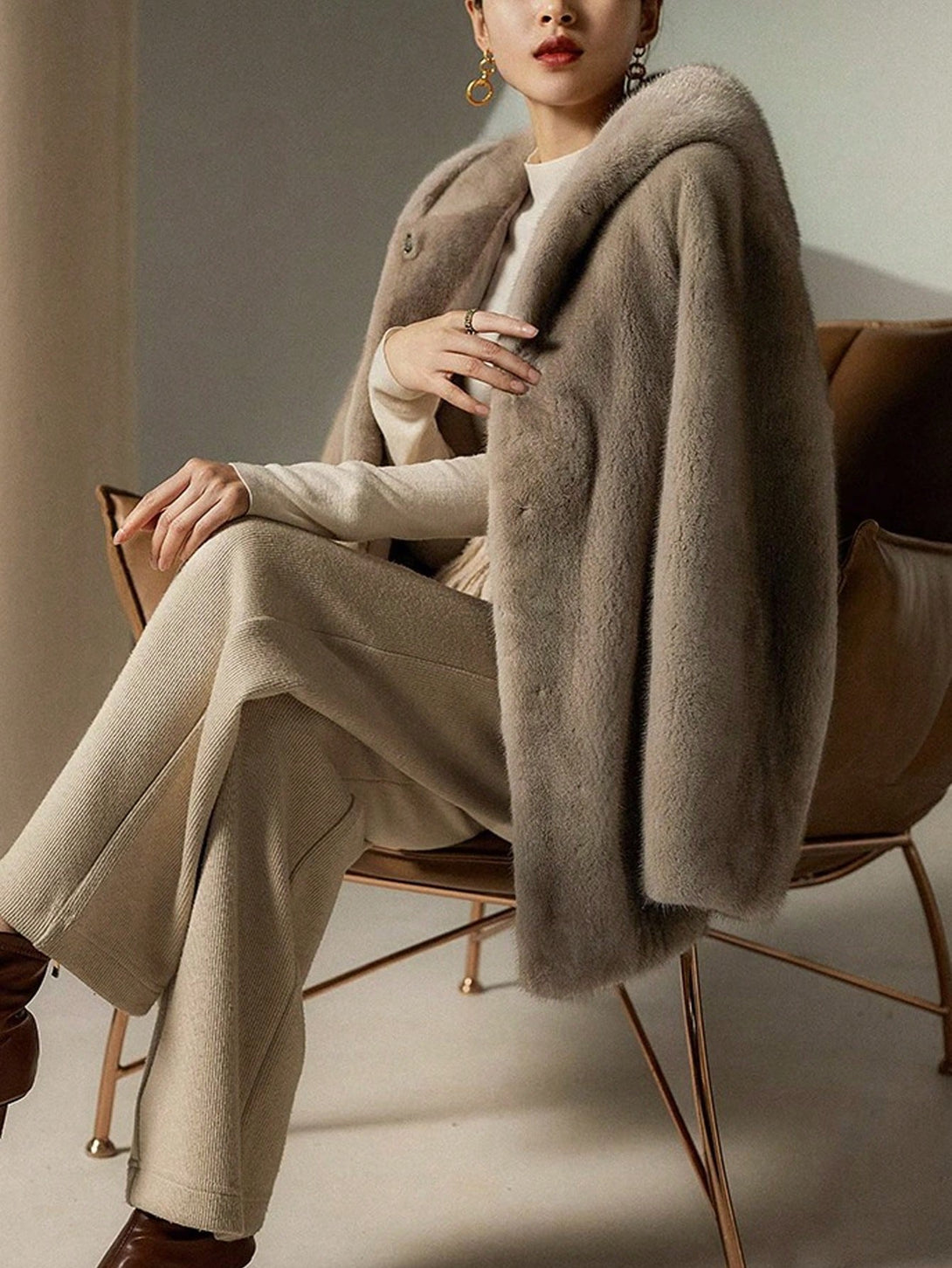 Ropa de Mujer, Ropa de Exterior para Mujer, Abrigos de Pieles Similares para Mujer, Colección de trajes de mujer, 23985980, Gris