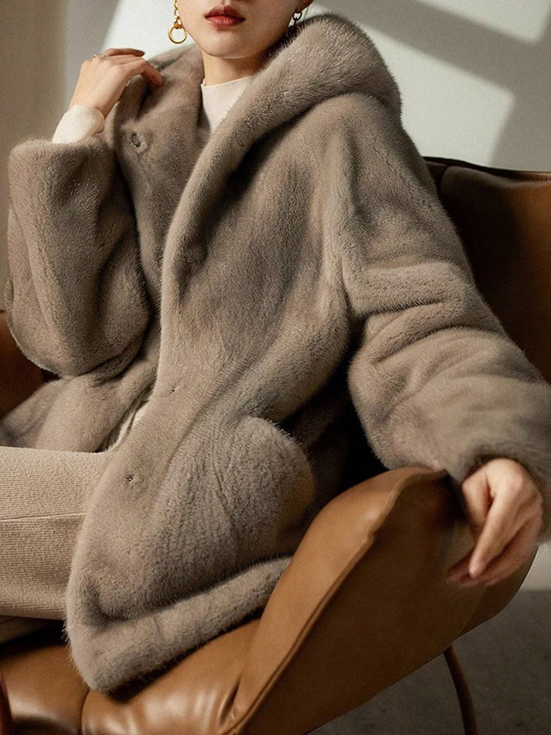 Ropa de Mujer, Ropa de Exterior para Mujer, Abrigos de Pieles Similares para Mujer, Colección de trajes de mujer, 23985980, Gris