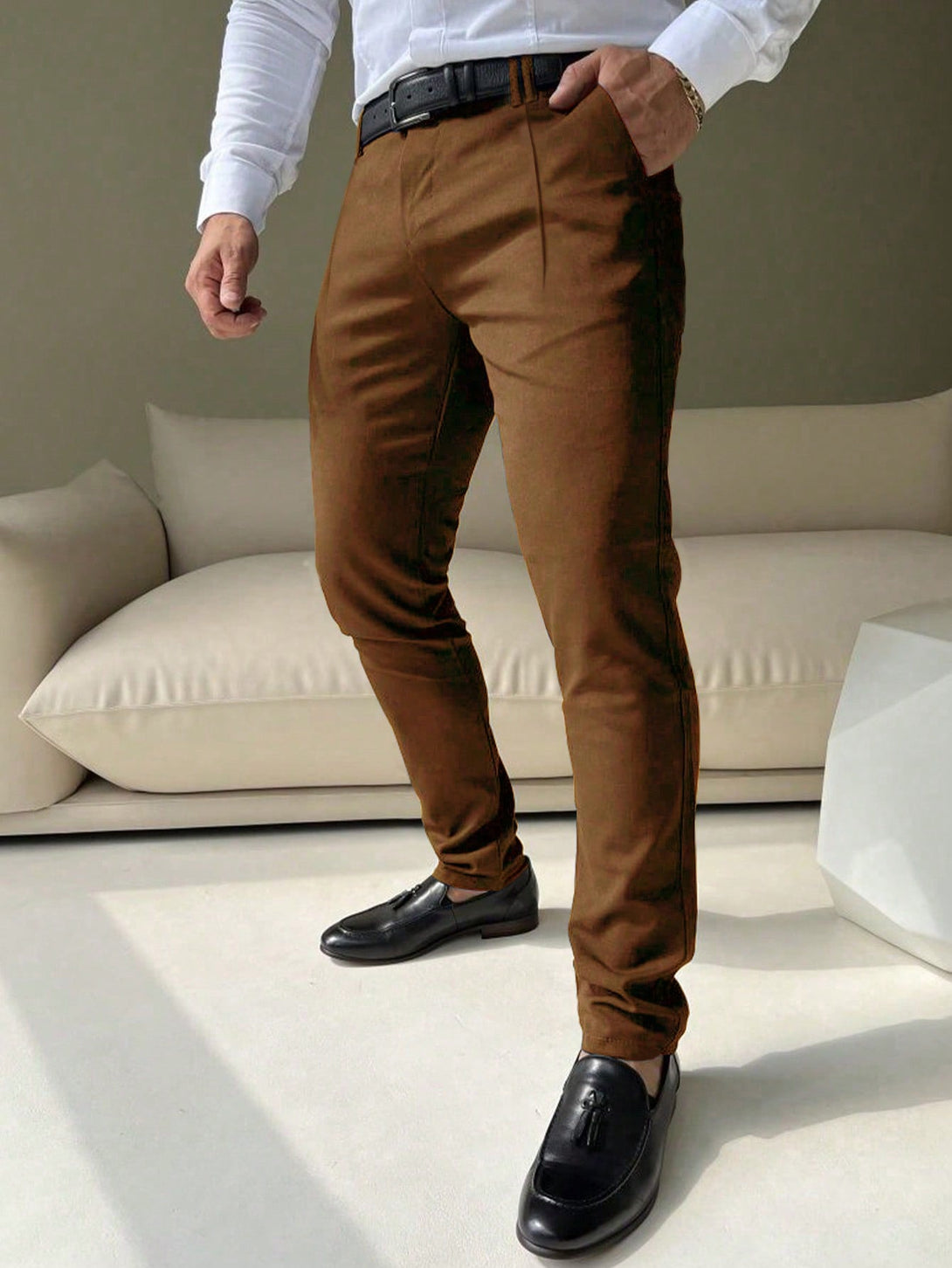 Hombres, Ropa de hombre, Trajes & Piezas separadas para Hombres, pantalones de traje de hombre, 24061301, Café integral