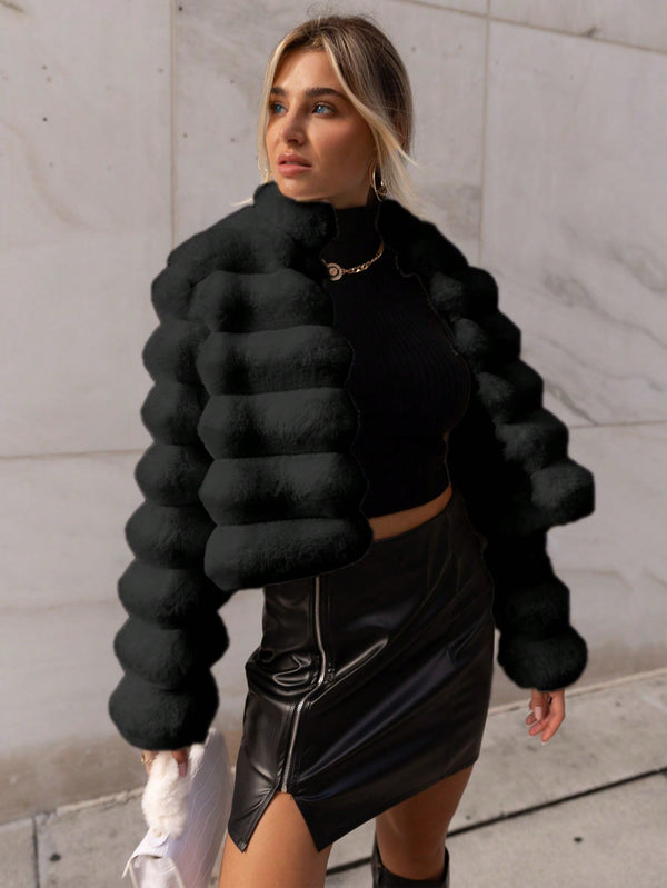 Ropa de Mujer, Ropa de Exterior para Mujer, Abrigos de Pieles Similares para Mujer, Colección de trajes de mujer, 24169864, Negro