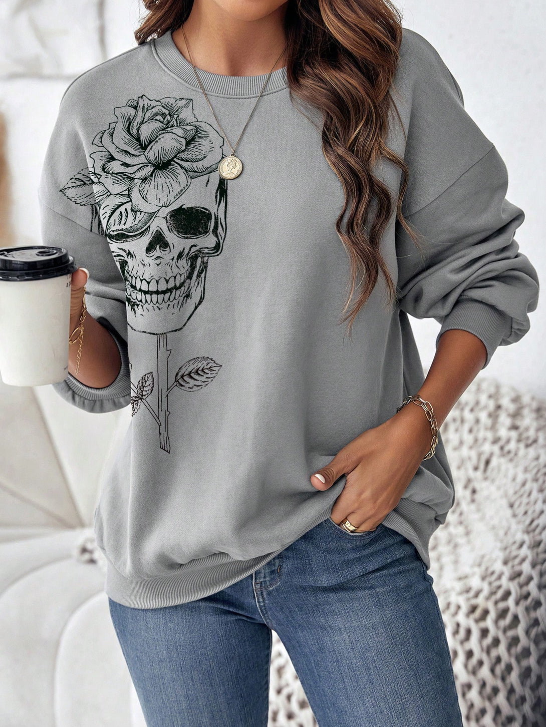 Ropa de Mujer, Ropa de Mujer, Sudaderas de Mujer, Gris Oscuro