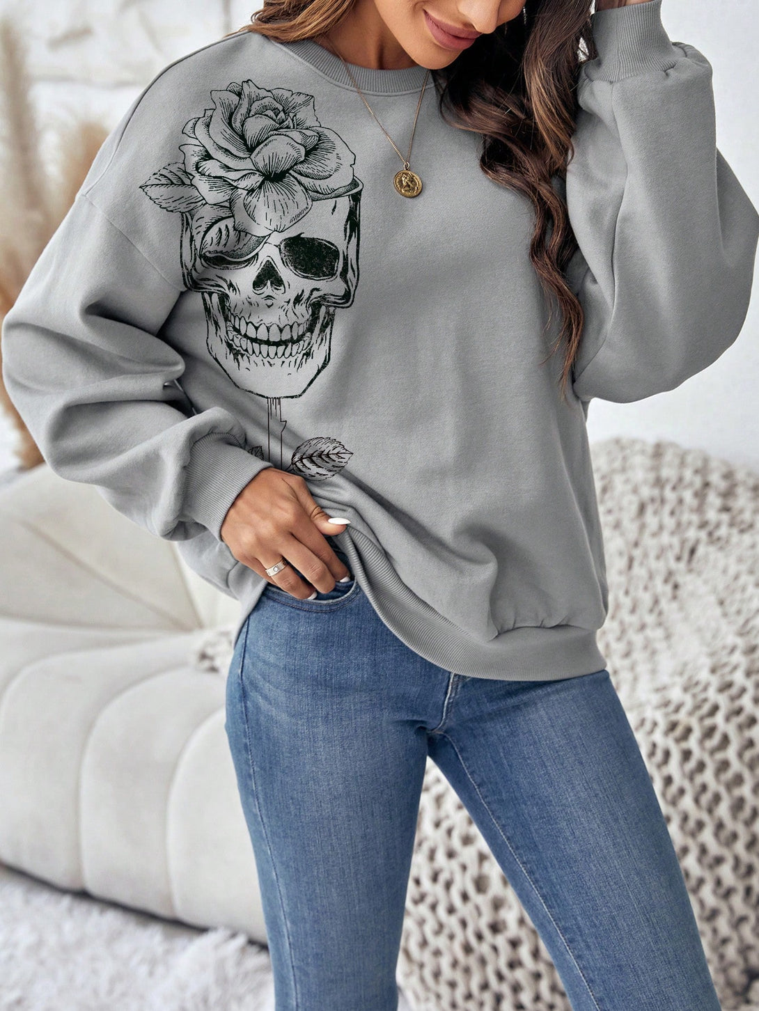 Ropa de Mujer, Ropa de Mujer, Sudaderas de Mujer, Gris Oscuro