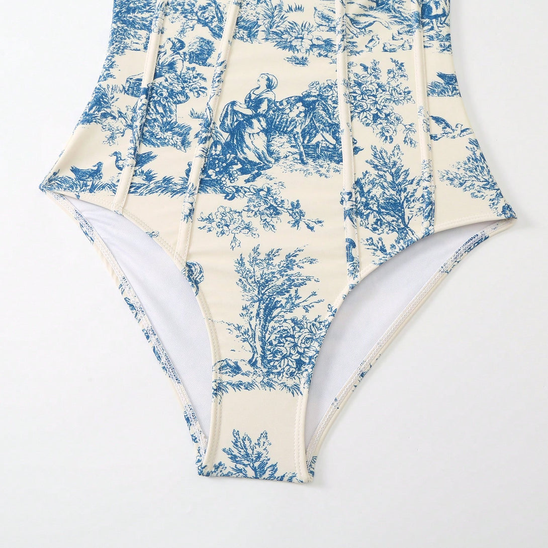 Ropa de Mujer, Ropa de Playa para Mujer, Bañadores de una pieza para Mujer, Colección de trajes de mujer, 26385975, Azul