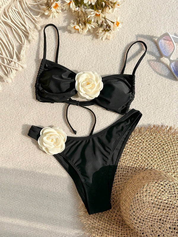 Ropa de Mujer, Ropa de Mujer, Ropa de Playa para Mujer, Sets de Bikini para Mujer, Colección de trajes de mujer, Negro