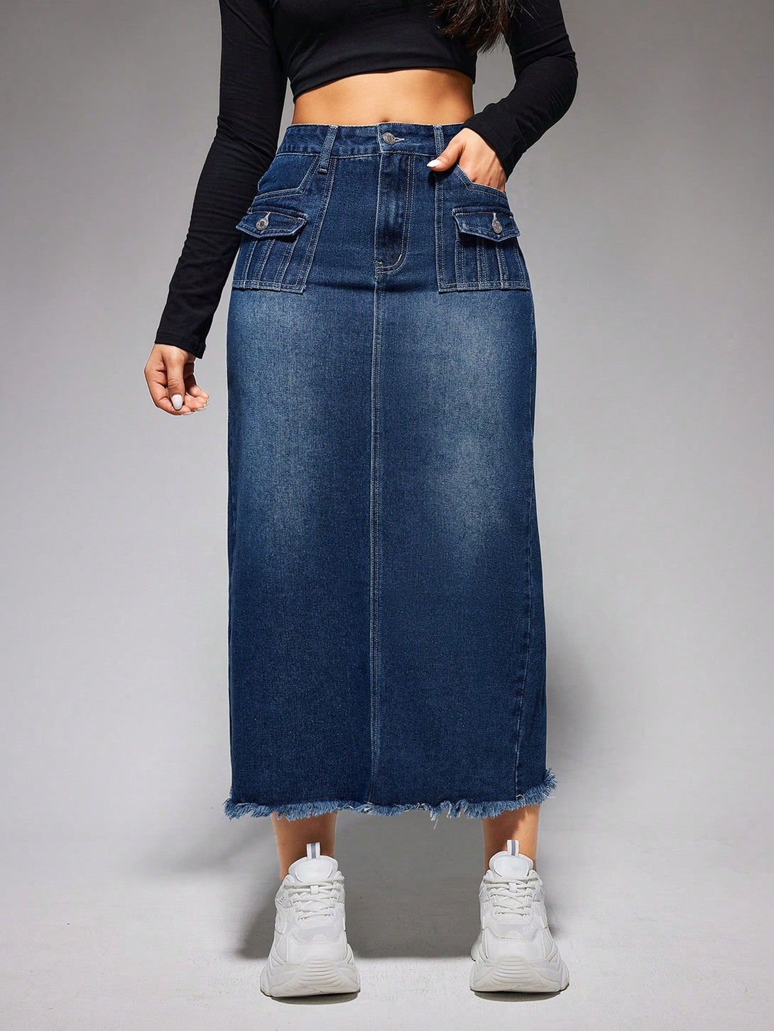 Ropa de Mujer, Mezclilla para mujer, Faldas mezclilla de mujer, 26207136, Azul lavado oscuro