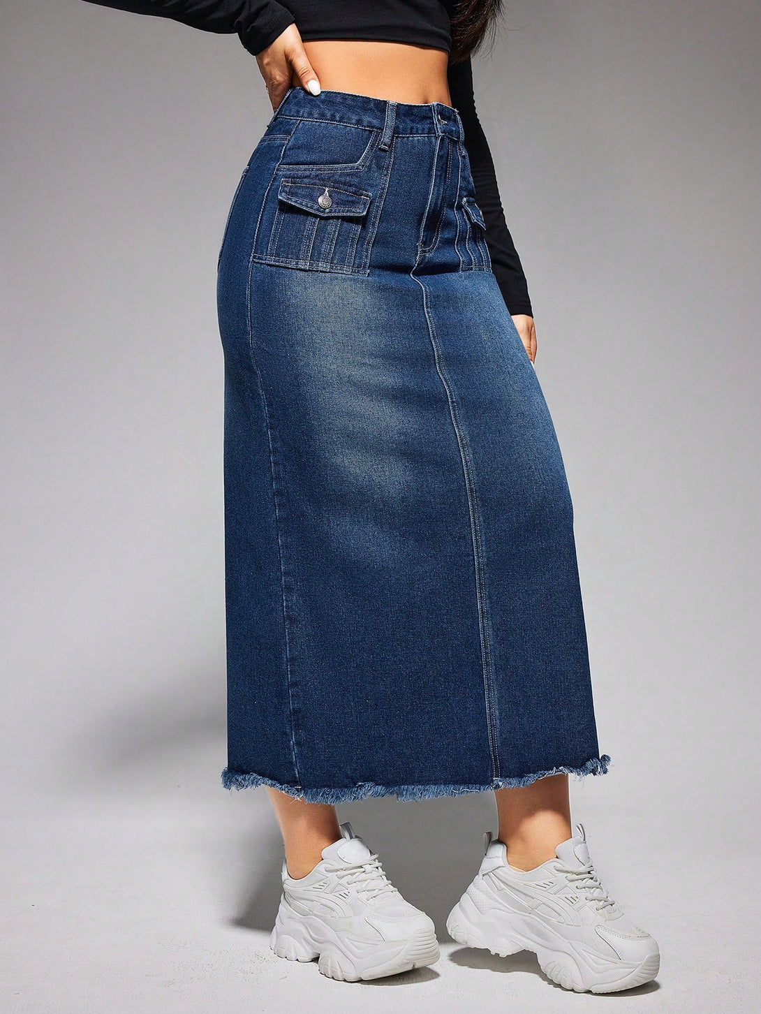 Ropa de Mujer, Mezclilla para mujer, Faldas mezclilla de mujer, 26207136, Azul lavado oscuro