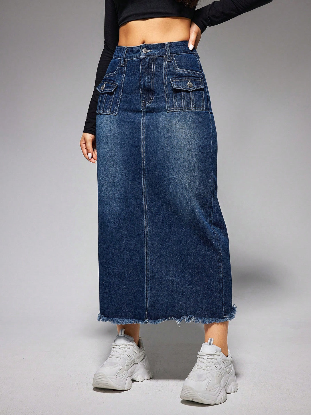 Ropa de Mujer, Mezclilla para mujer, Faldas mezclilla de mujer, 26207136, Azul lavado oscuro