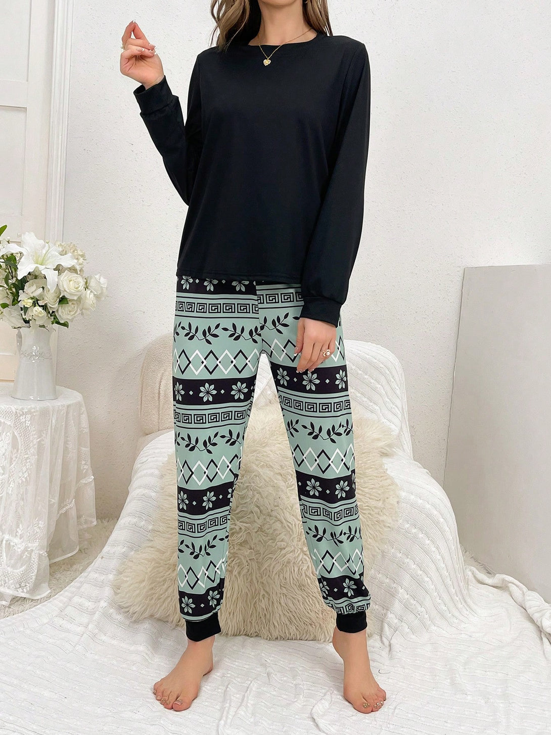 Ropa Interior y Ropa de Dormir, Pijama & Ropa de Descanso de Mujer, Ropa de Dormir para Mujeres, Sets de Pijamas de Mujer, 26254631, Negro