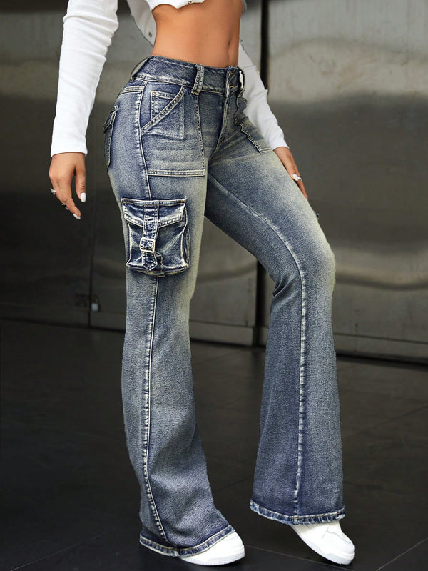 Ropa de Mujer, Mezclilla para mujer, Jeans para mujer, Colección de trajes de mujer, 26498632, Azul lavado medio