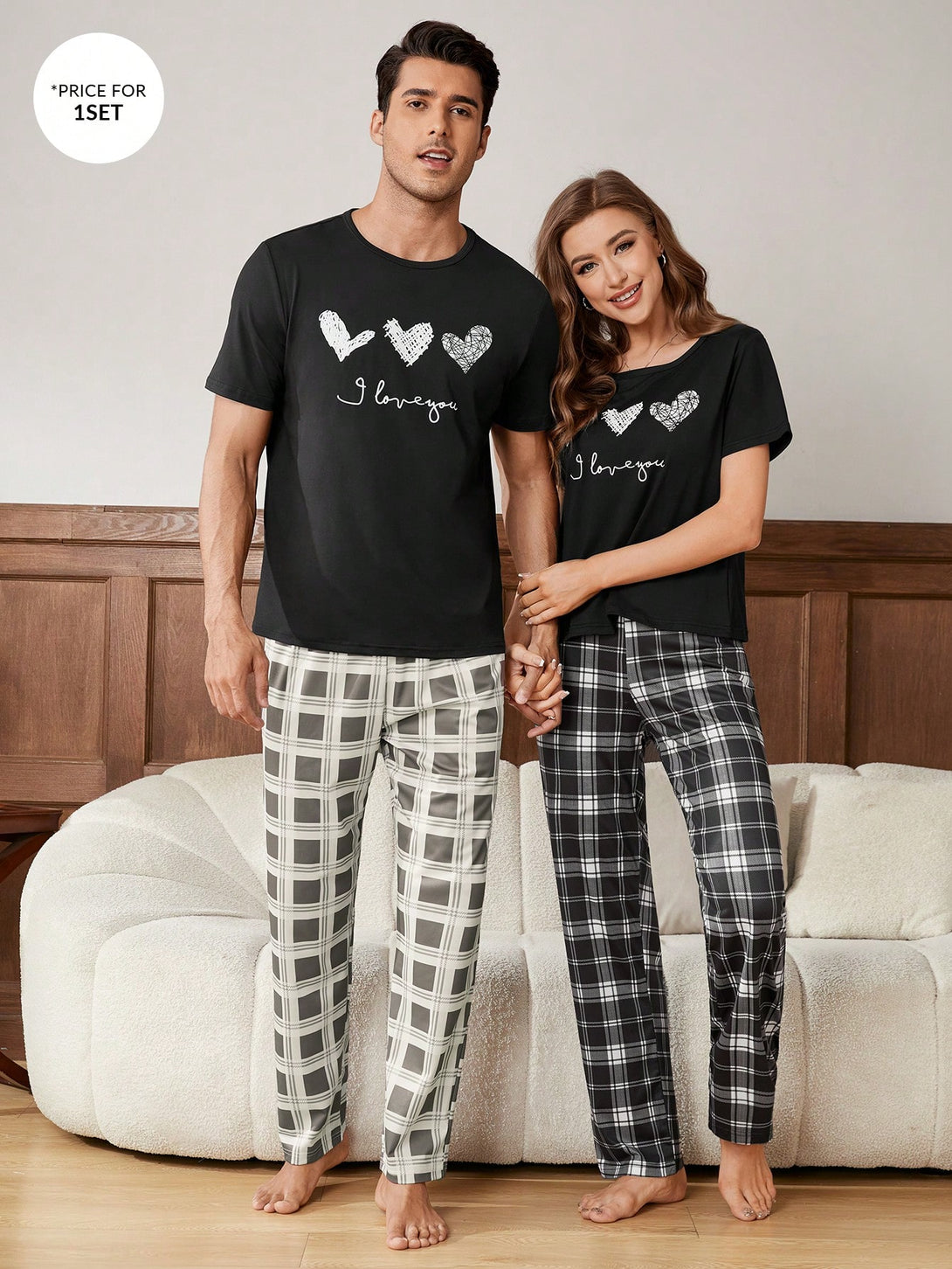 Ropa Interior y Ropa de Dormir, Pijama & Ropa de Descanso de Mujer, Ropa de Dormir para Mujeres, Sets de Pijamas de Mujer, COUPLE LOOKBOOK, 26935414, Negro