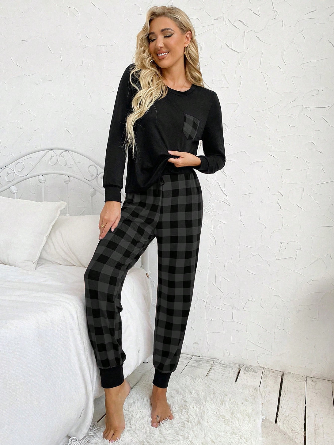 Ropa Interior y Ropa de Dormir, Pijama & Ropa de Descanso de Mujer, Ropa de Dormir para Mujeres, Sets de Pijamas de Mujer, 26690849, Gris Oscuro