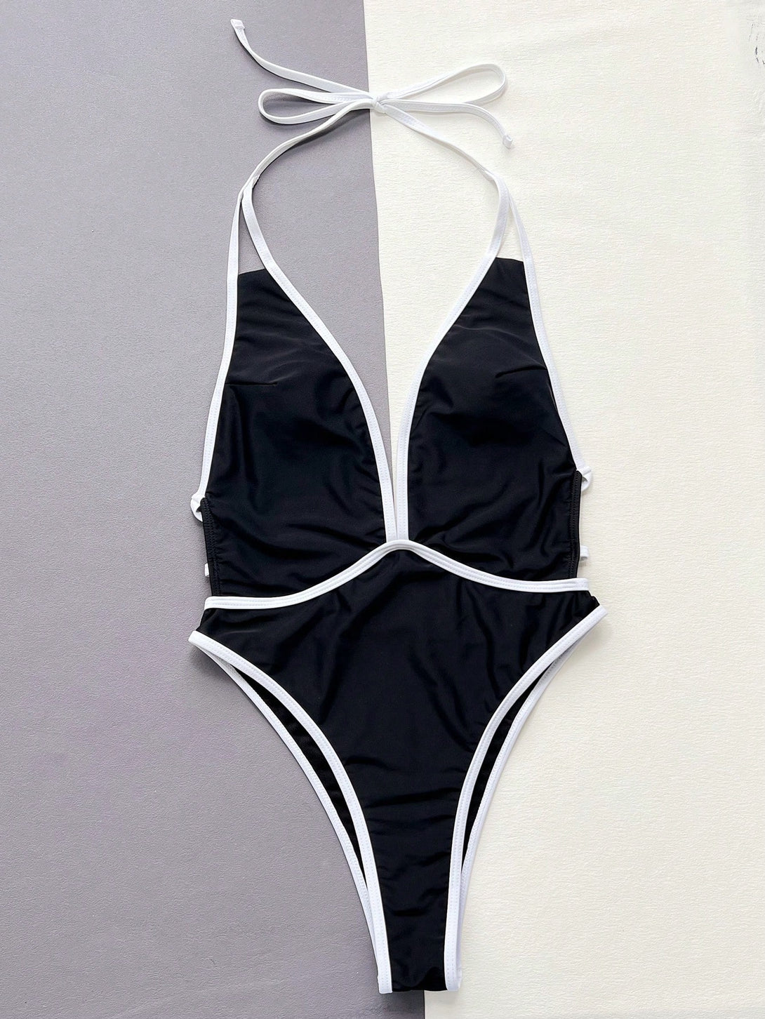 Ropa de Mujer, Ropa de Playa para Mujer, Bañadores de una pieza para Mujer, 26764197, Blanco y Negro